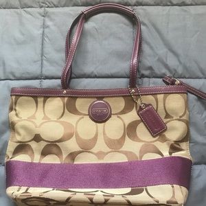 Authentic Coach Signature Medium Tote w/Purple